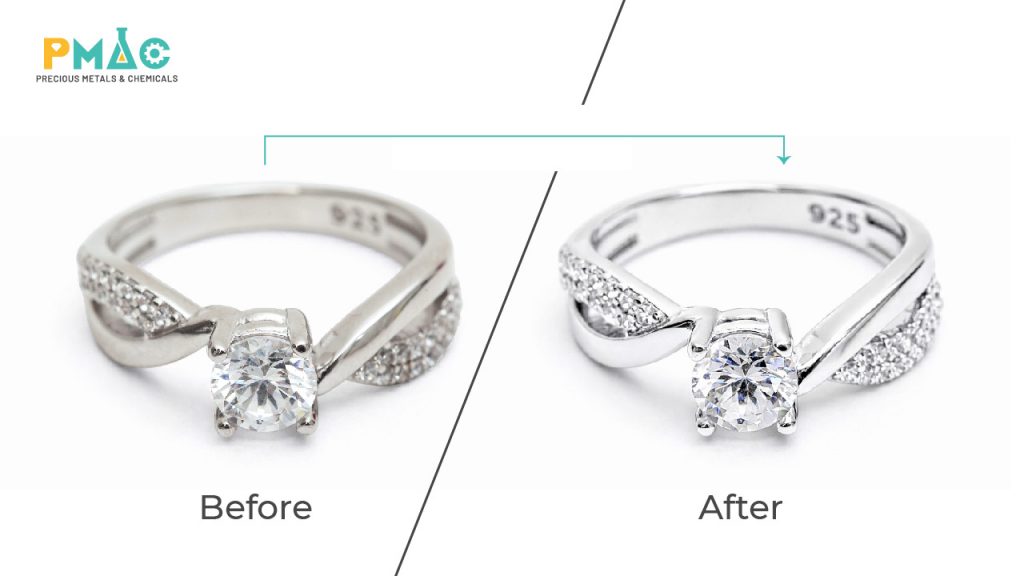 Silver jewelry before and after plating
